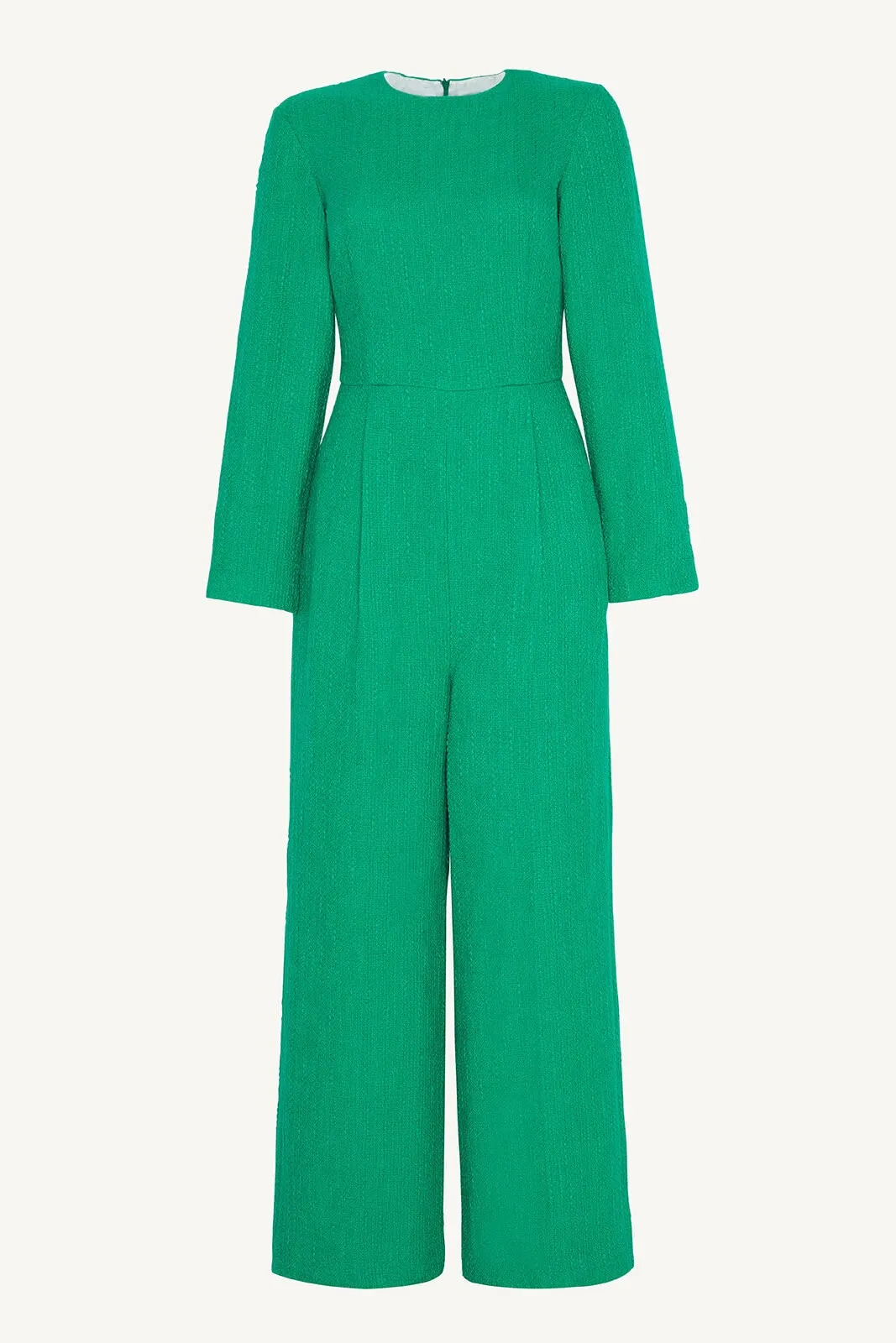 Aurora Tweed Long Sleeve Jumpsuit - Jade