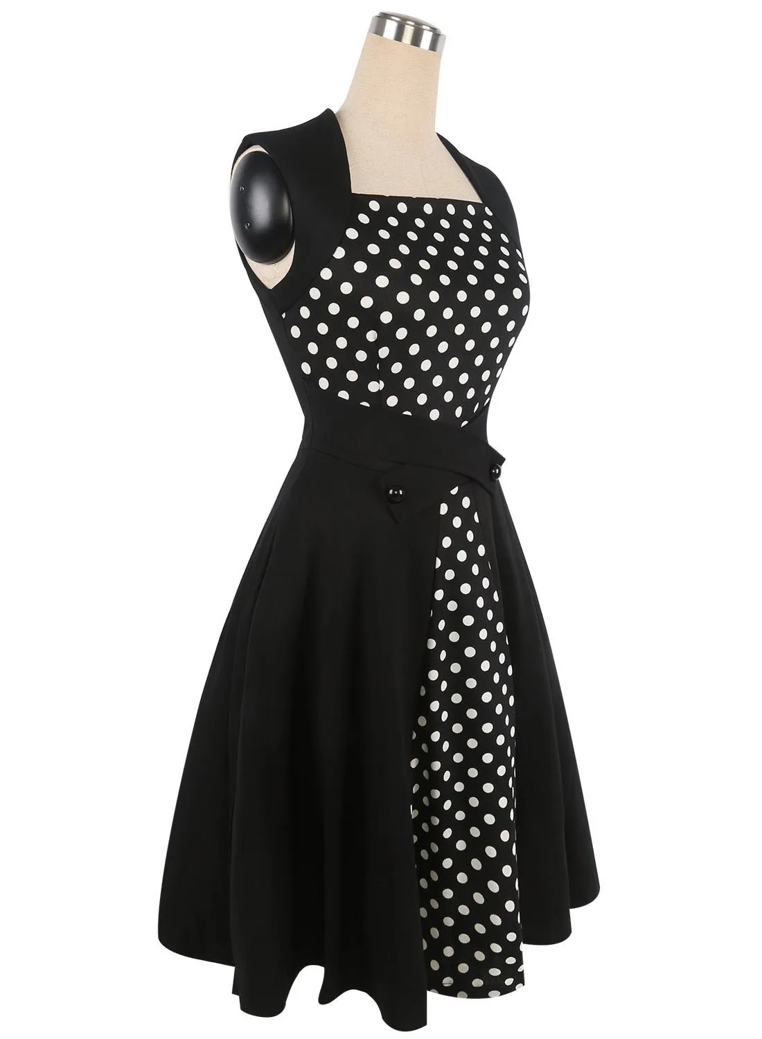 Black & White Polka Dot Contrast Dress