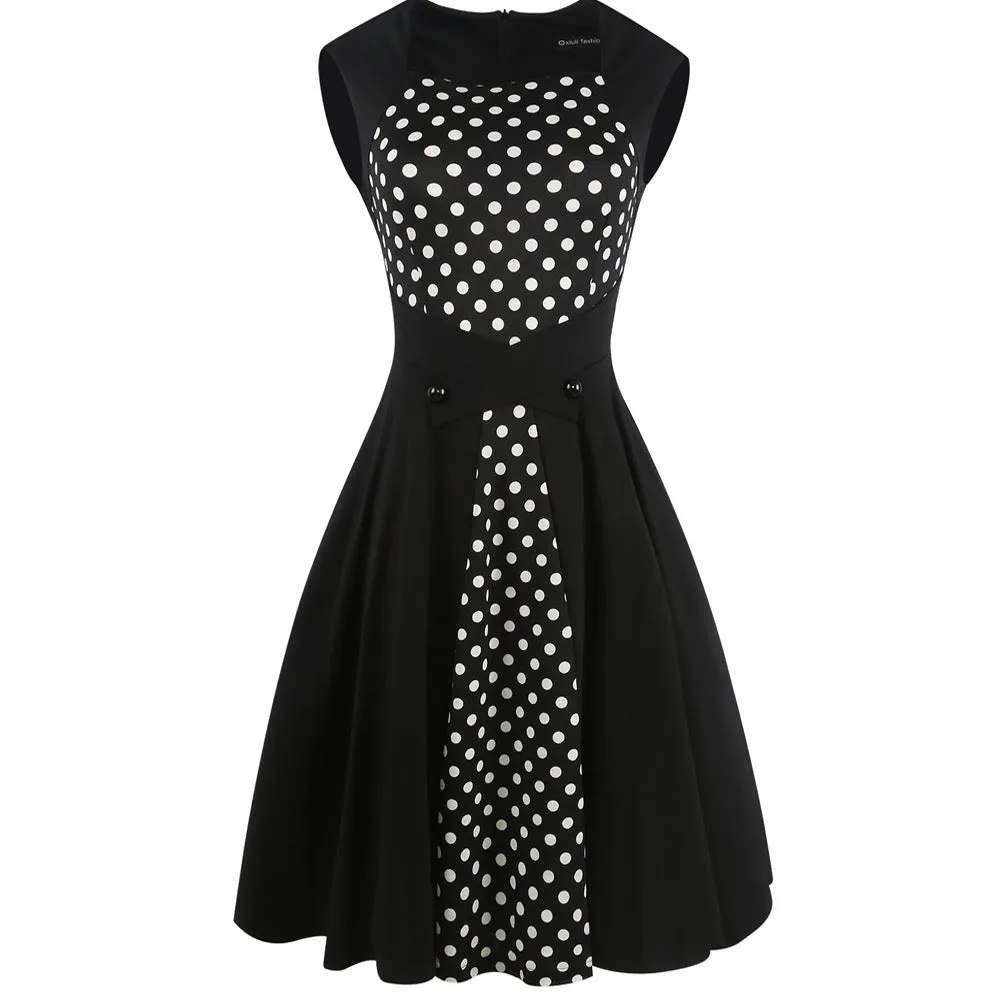 Black & White Polka Dot Contrast Dress