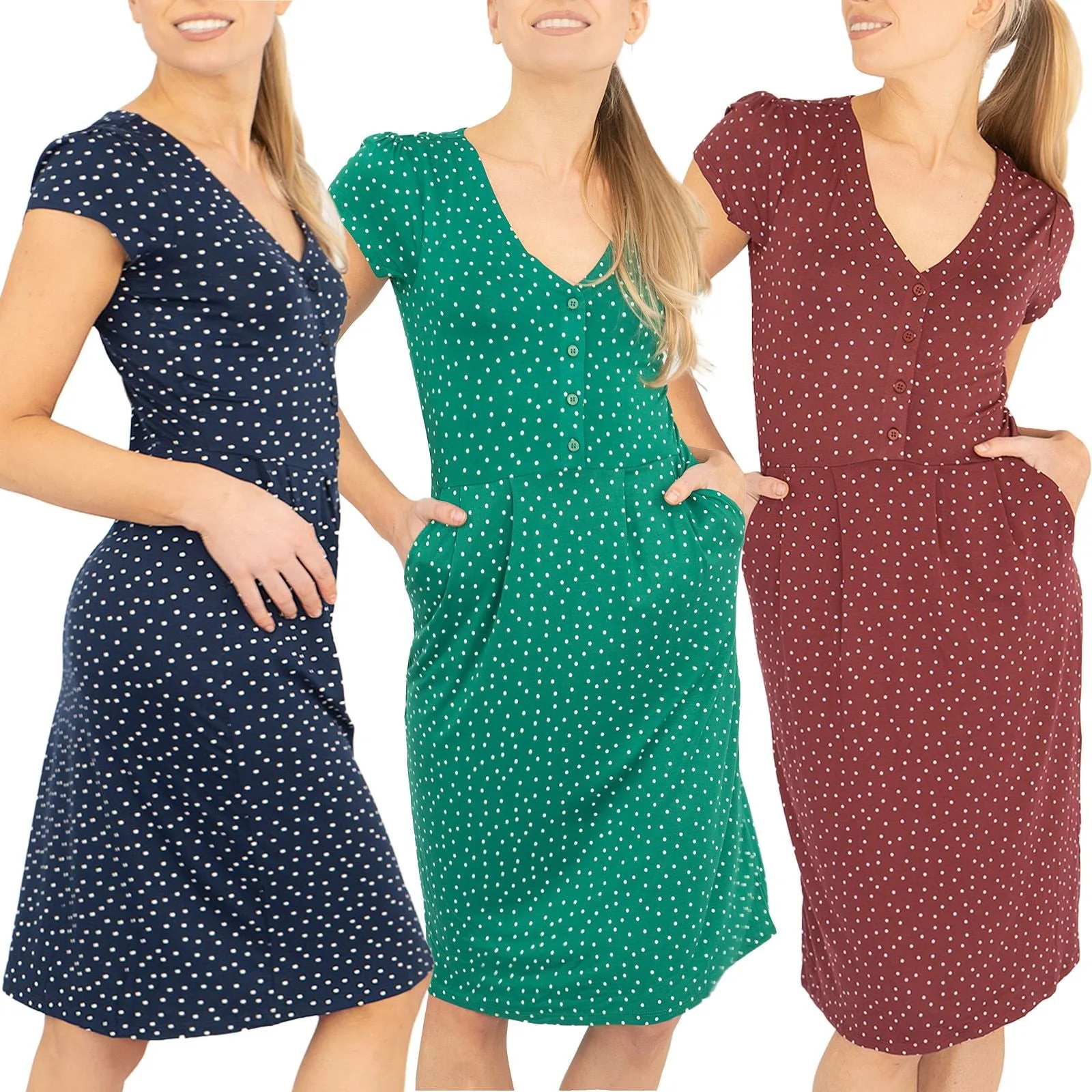 Boden Alberta Jersey Polka Dot Dress