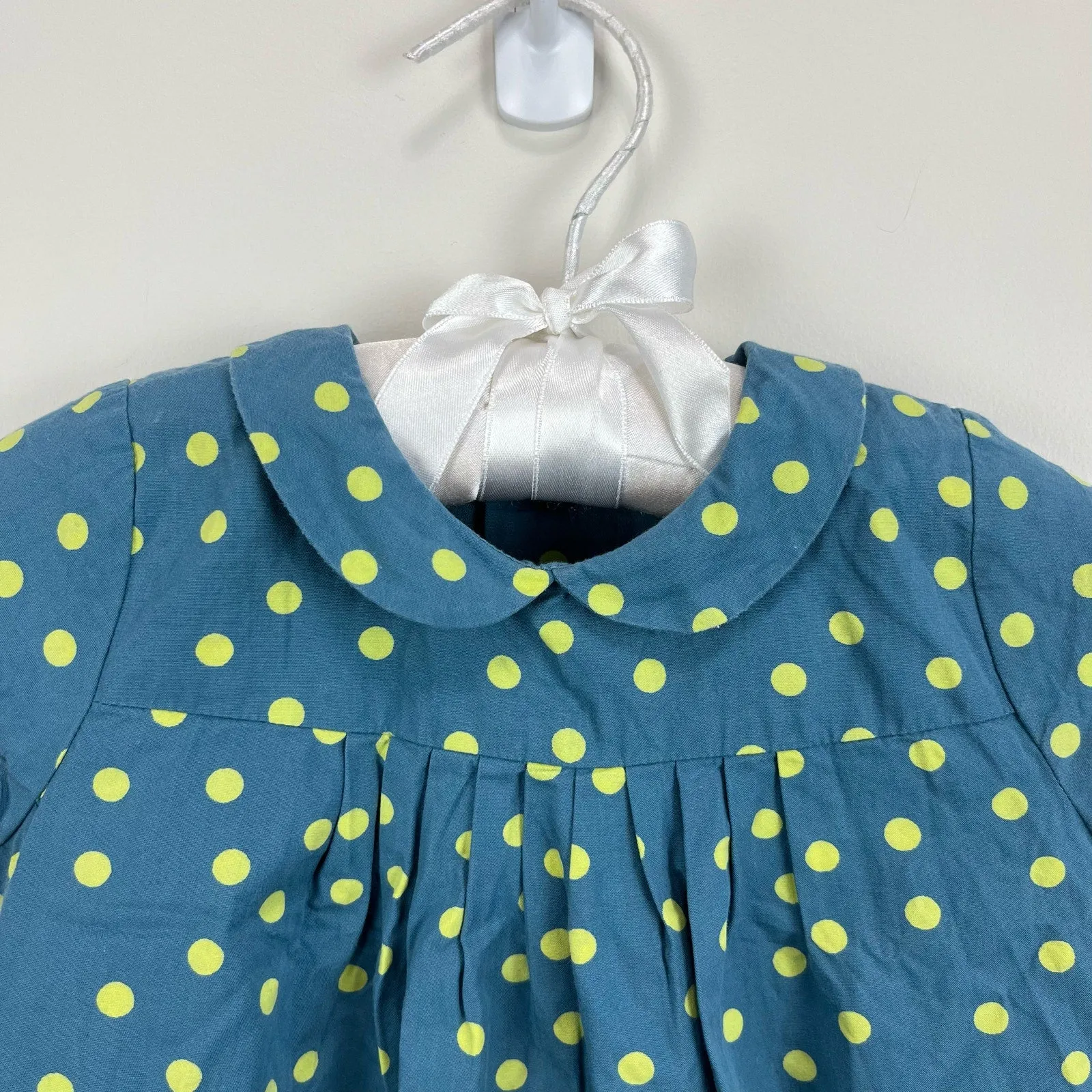 Bonpoint Blue Green Polka Dot Dress 18 Months