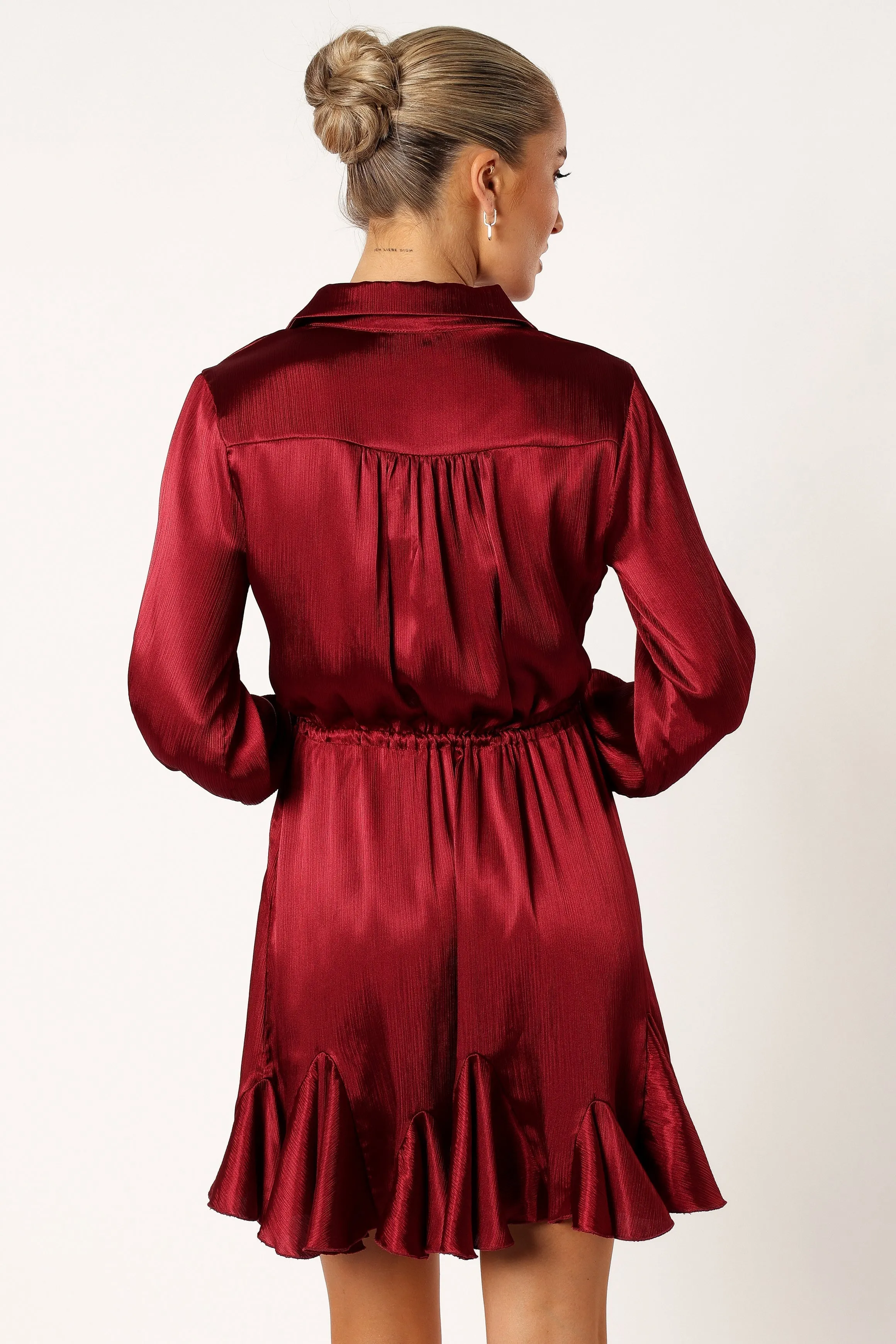 Callum Long Sleeve Mini Dress - Burgundy