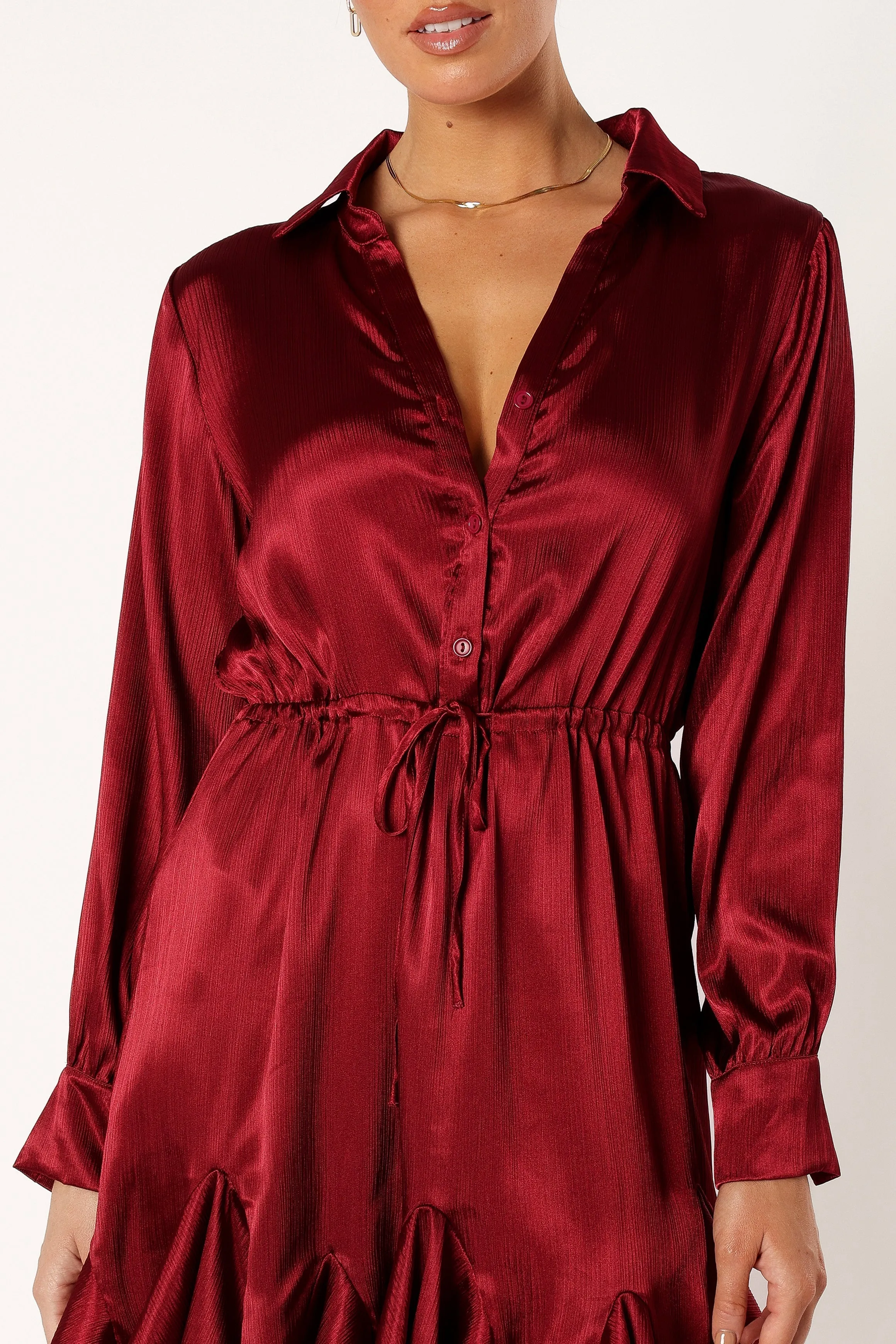 Callum Long Sleeve Mini Dress - Burgundy