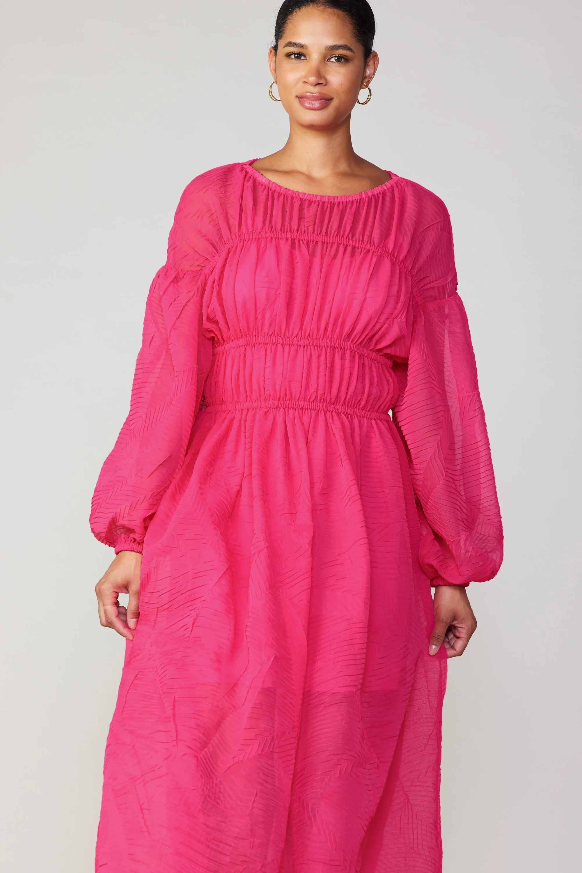 Chiffon Textured Pleat Dress