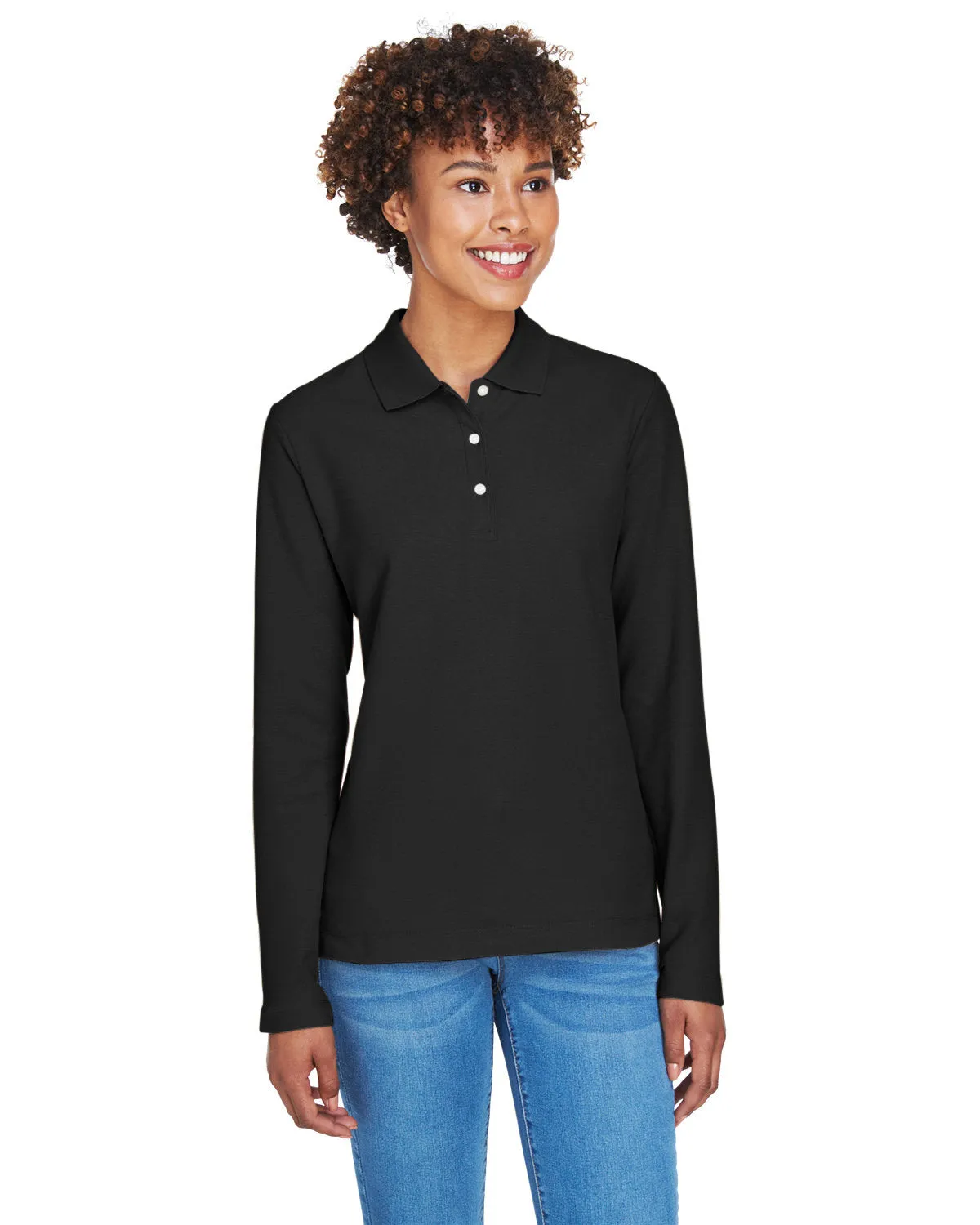 Devon & Jones Ladies' Pima Piqué Long-Sleeve Polo