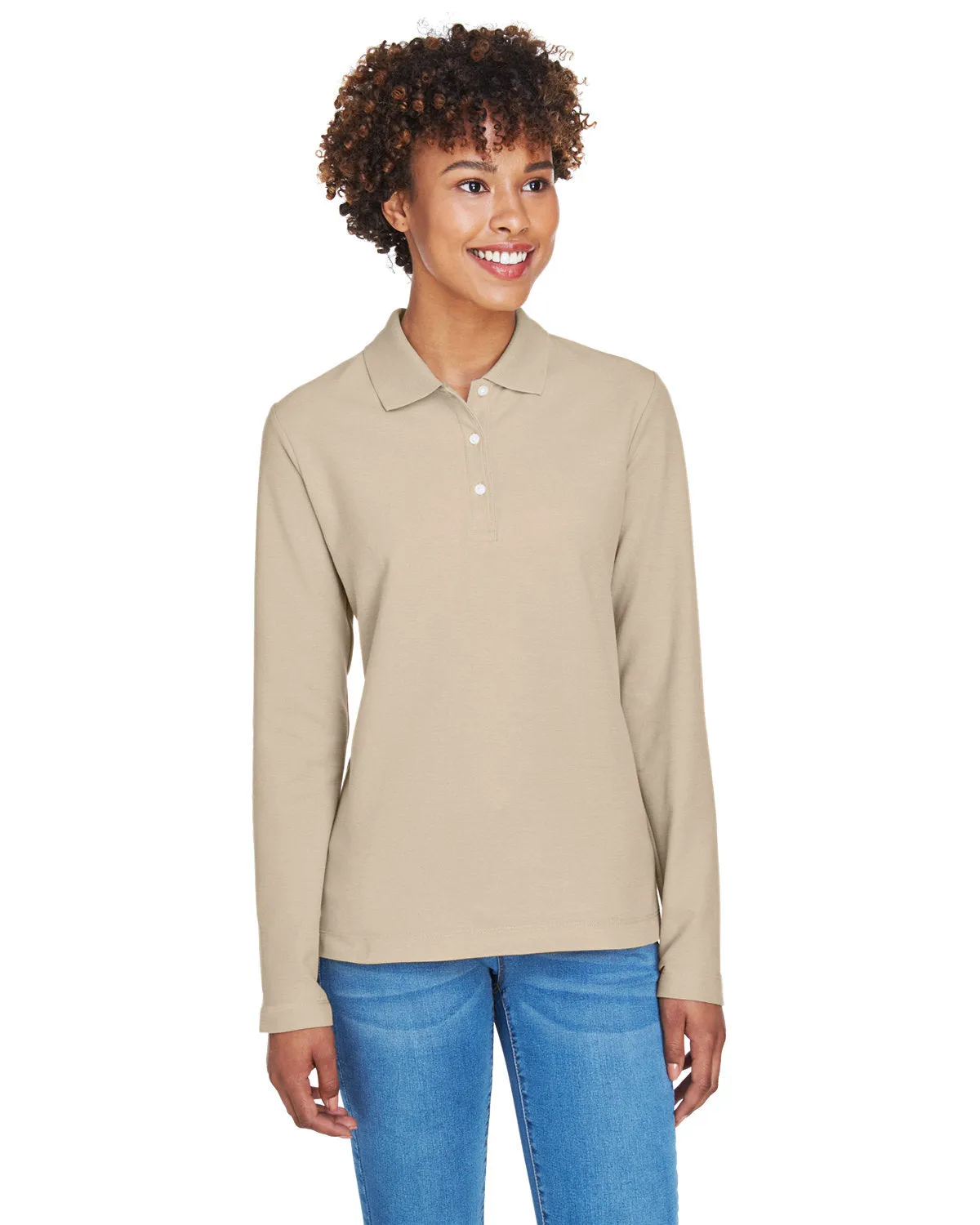 Devon & Jones Ladies' Pima Piqué Long-Sleeve Polo