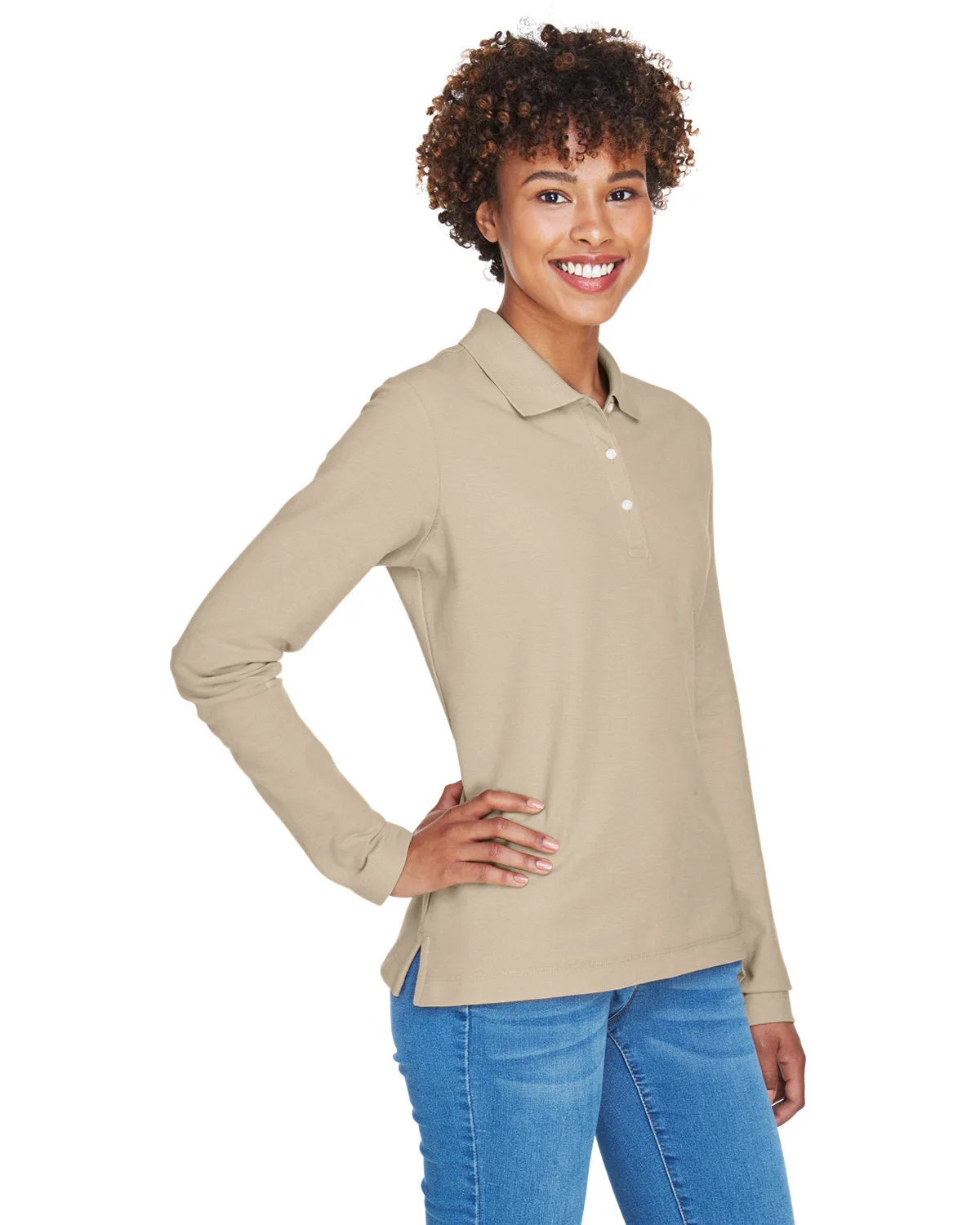 Devon & Jones Ladies' Pima Piqué Long-Sleeve Polo