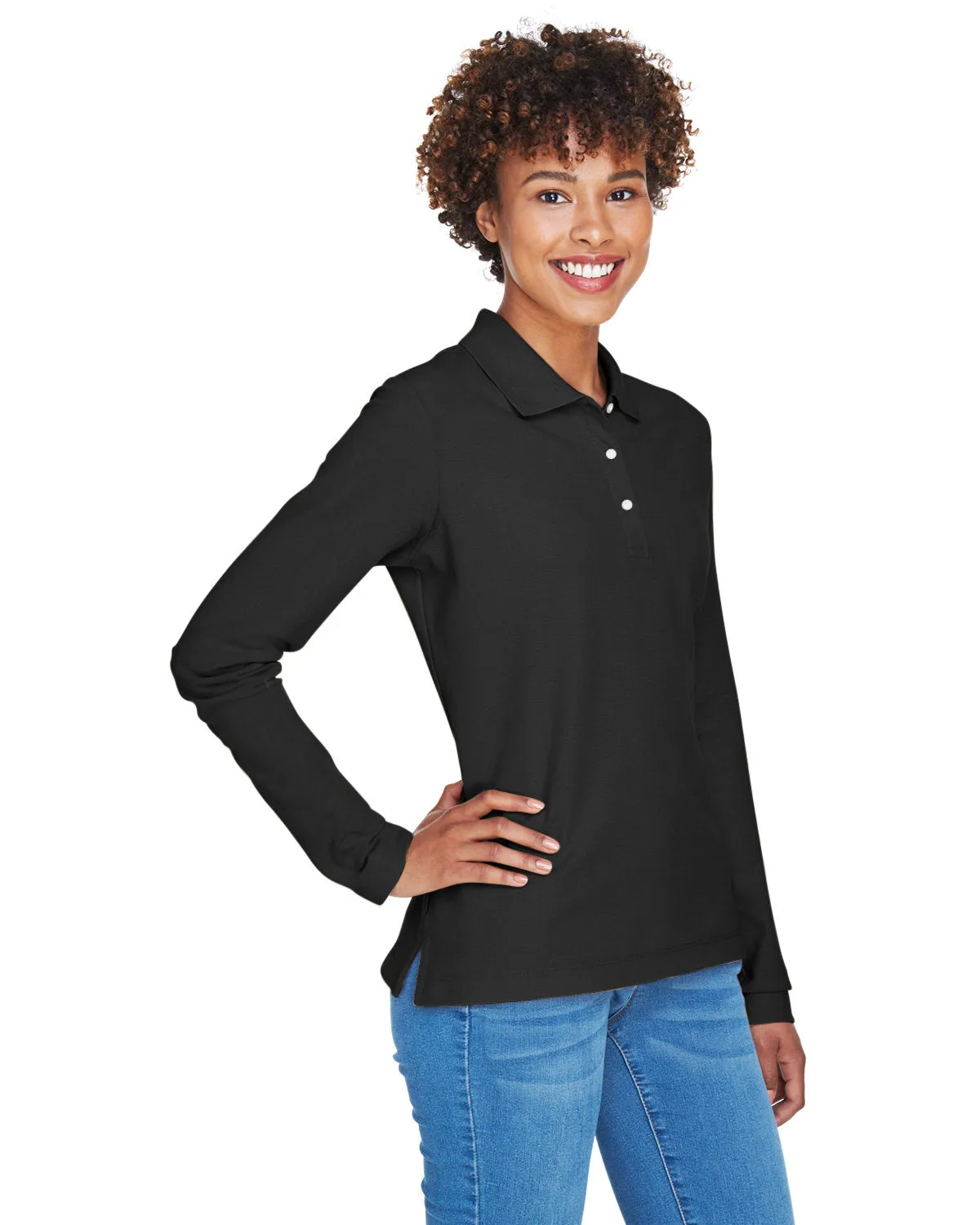 Devon & Jones Ladies' Pima Piqué Long-Sleeve Polo