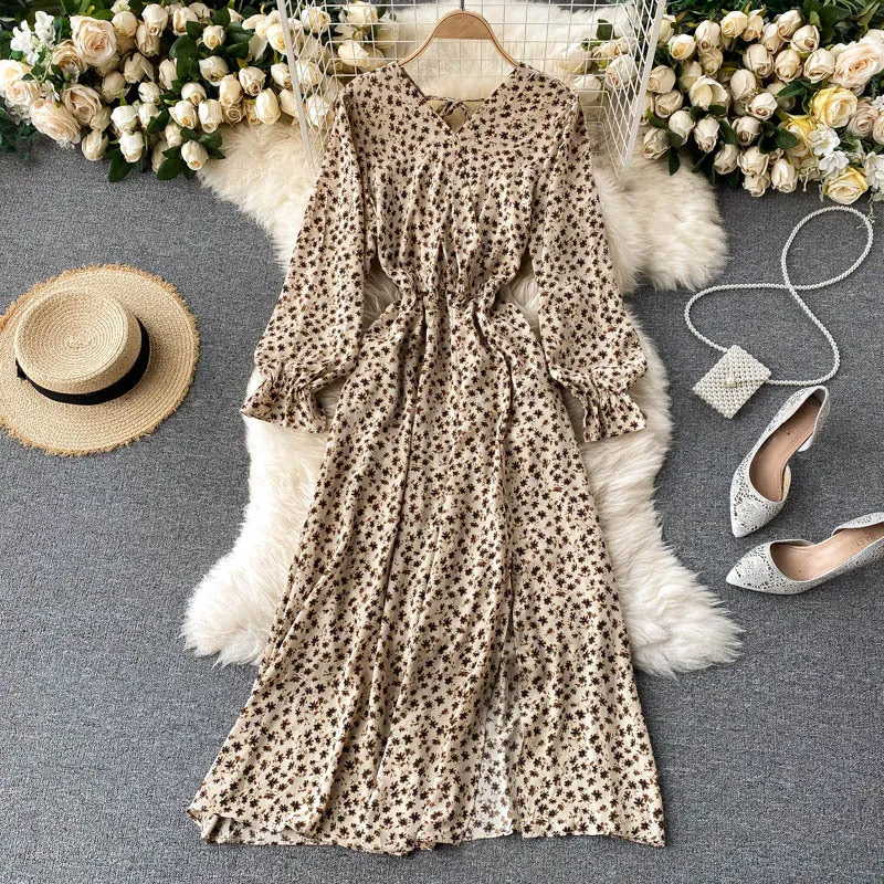 Floral Bohemian Long Sleeve Dress, Boho Maxi Dress for Women