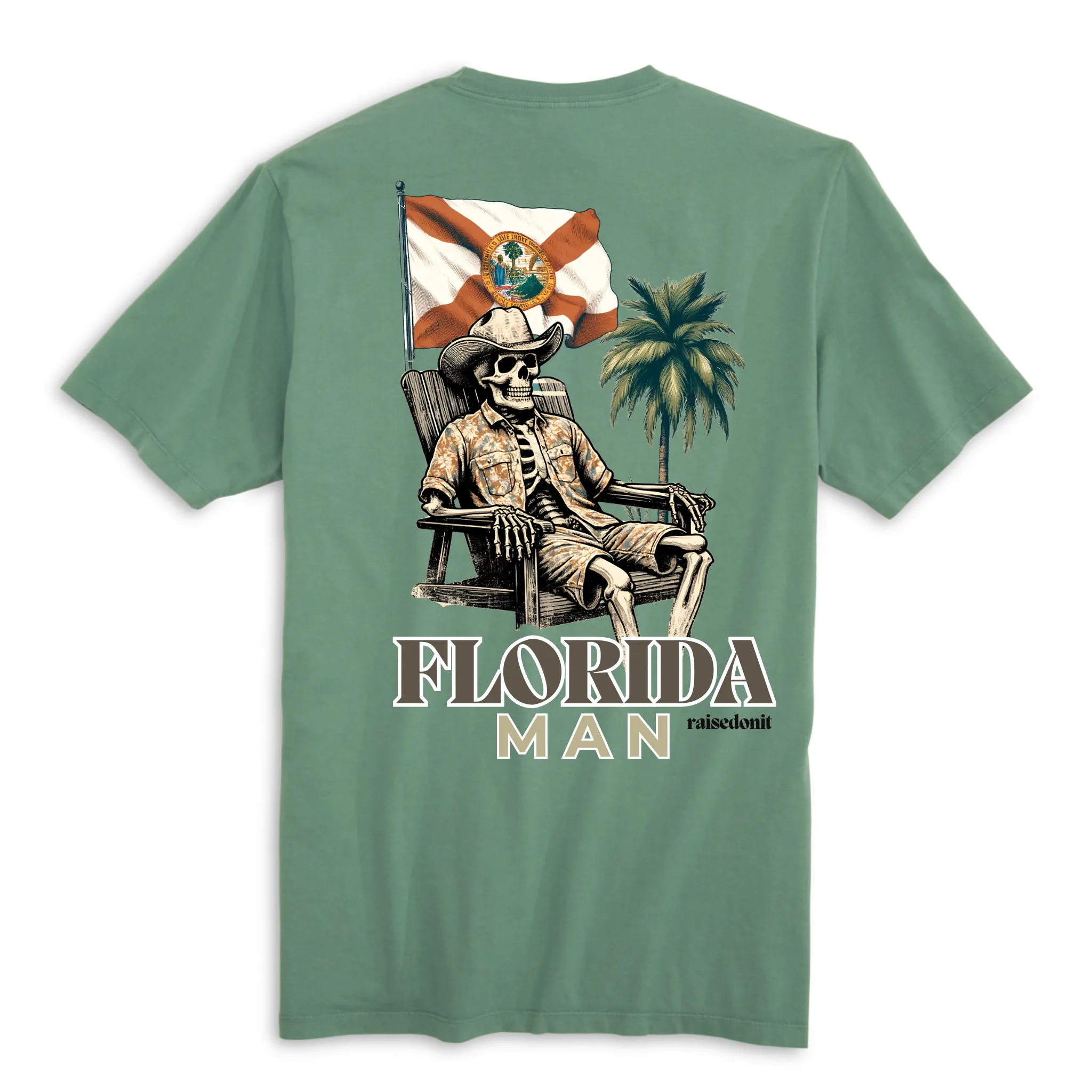 Florida Man Beach Skeleton | FL Green | Unisex Short Sleeve Comfort Tee