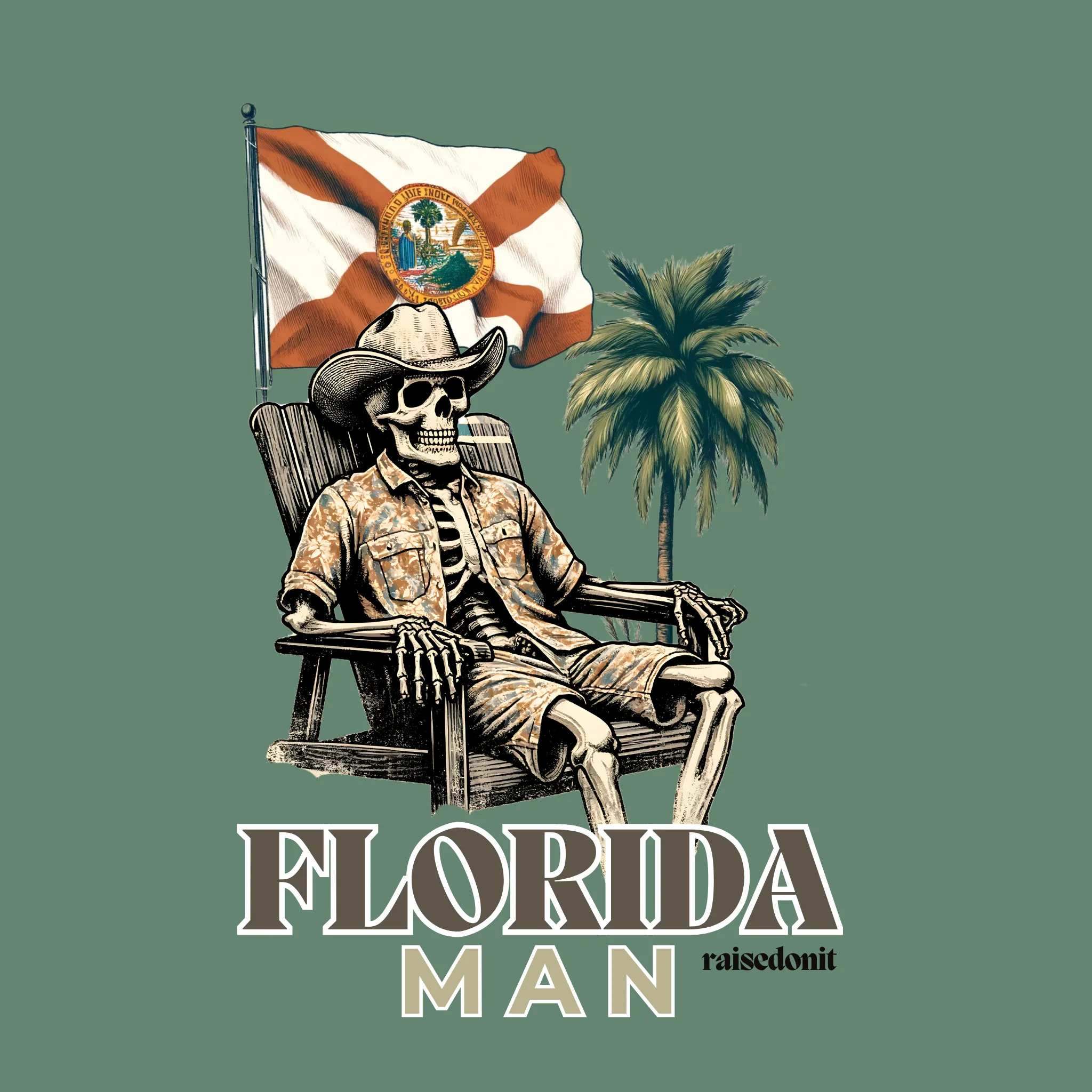 Florida Man Beach Skeleton | FL Green | Unisex Short Sleeve Comfort Tee