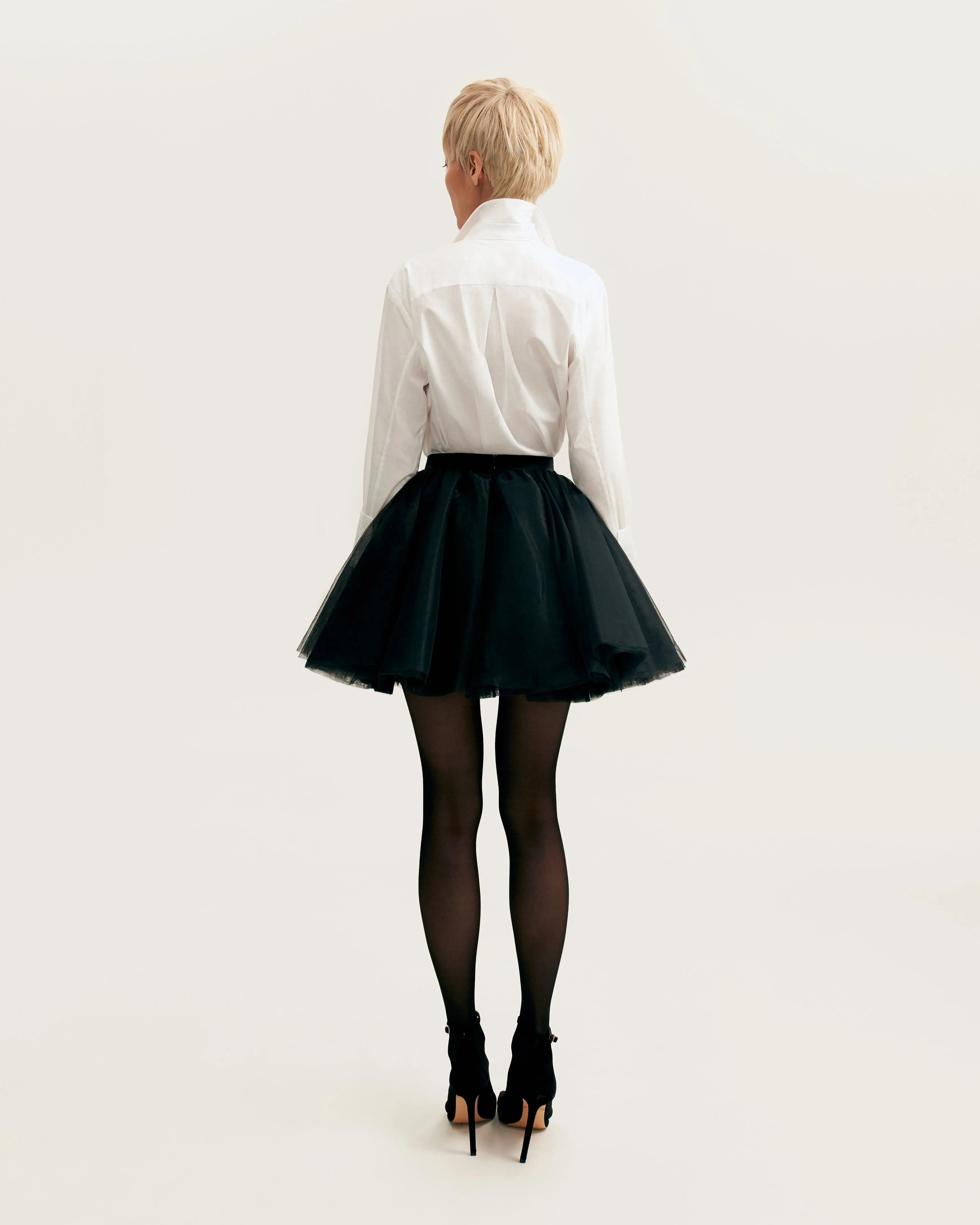 Gathered organza mini skirt in black, Xo Xo