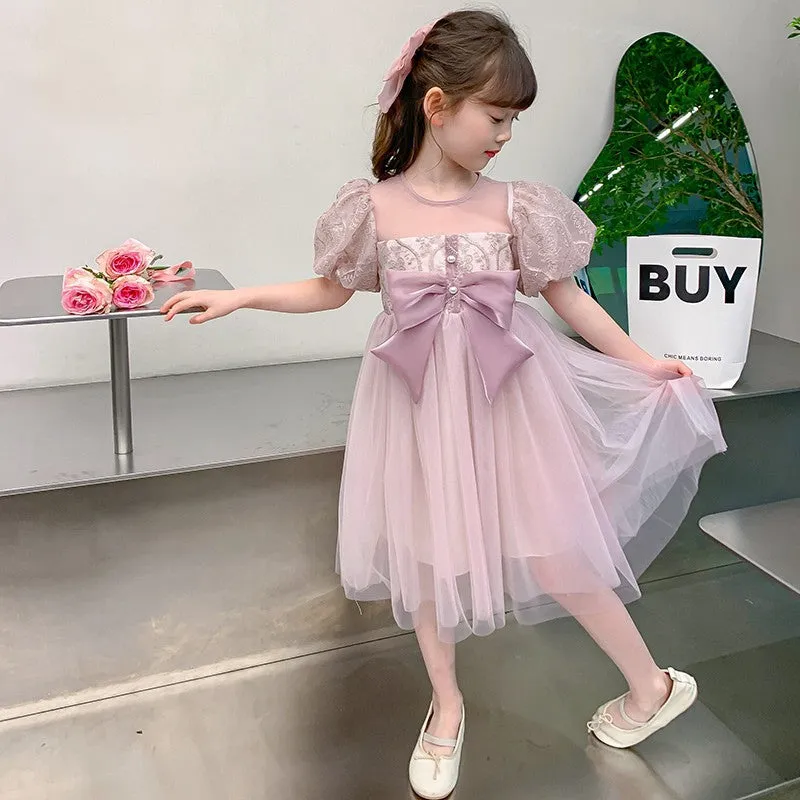 Girls Dress Summer  New Korean Style Western Style Kids' Skirt Summer Little Girl Puffy Gauze Princess Dress