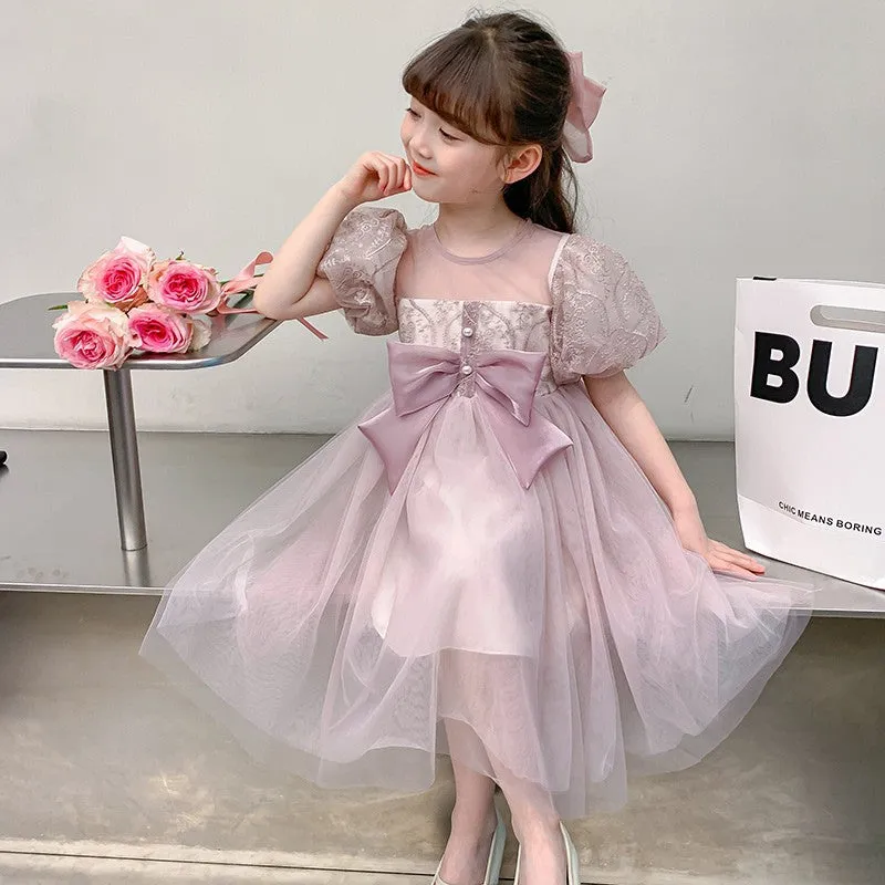 Girls Dress Summer  New Korean Style Western Style Kids' Skirt Summer Little Girl Puffy Gauze Princess Dress