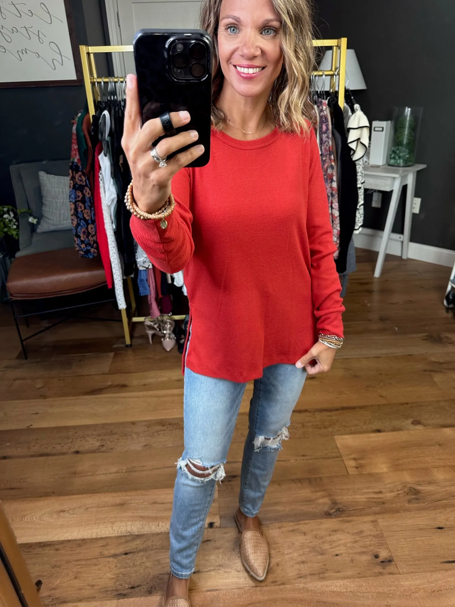 In Good Time Textured Longsleeve Top With Side-Slit Detail - Mutliple Options