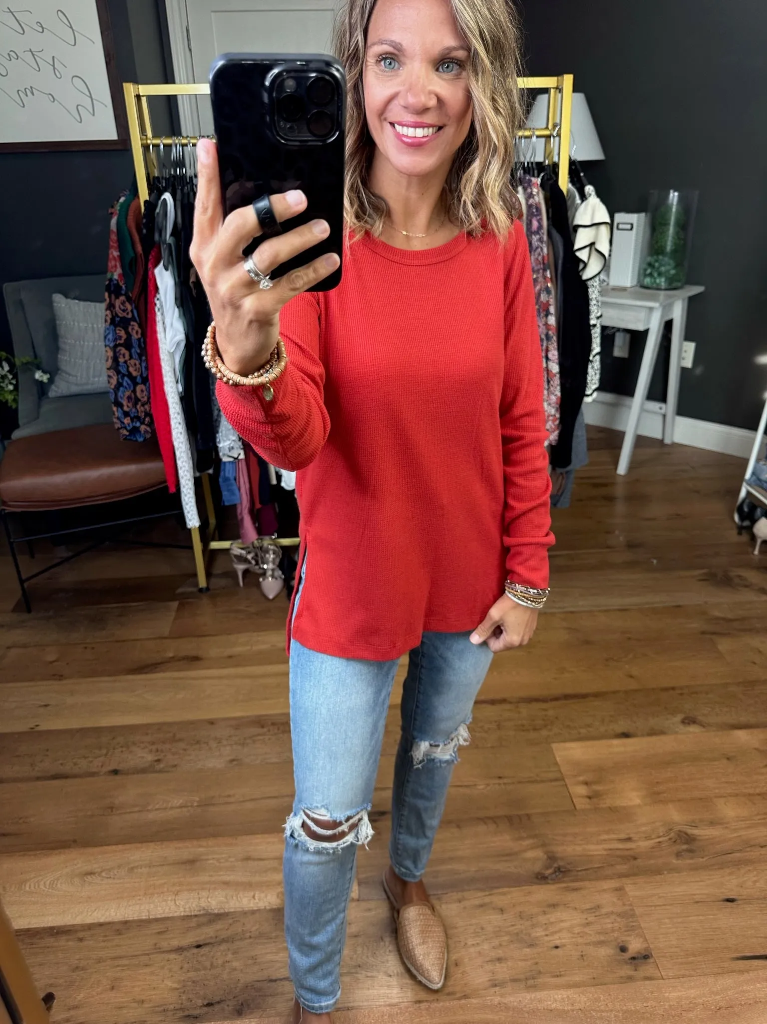 In Good Time Textured Longsleeve Top With Side-Slit Detail - Mutliple Options