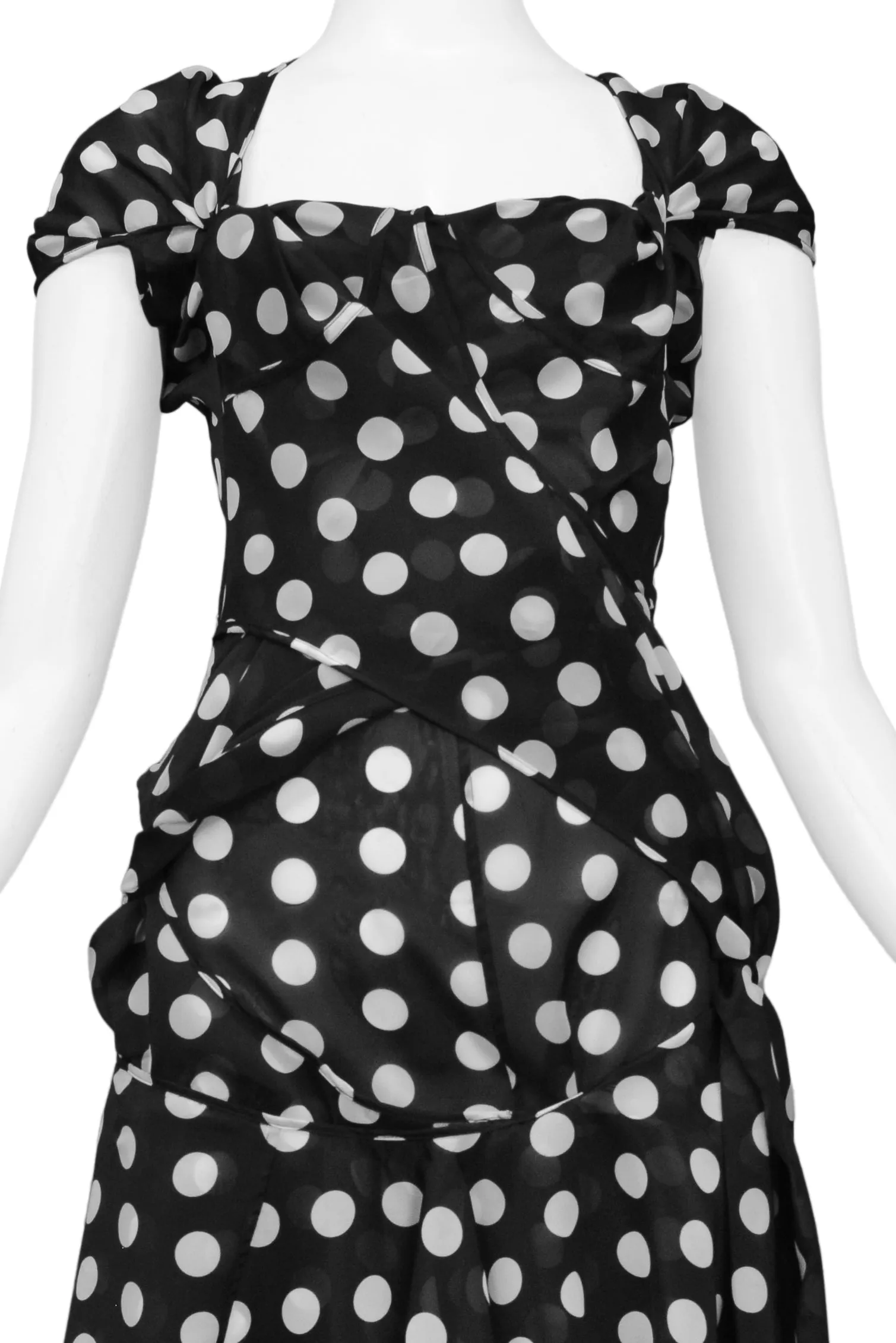 JUNYA WATANABE  BLACK & WHITE POLKA DOT CONCEPT DRESS 2004