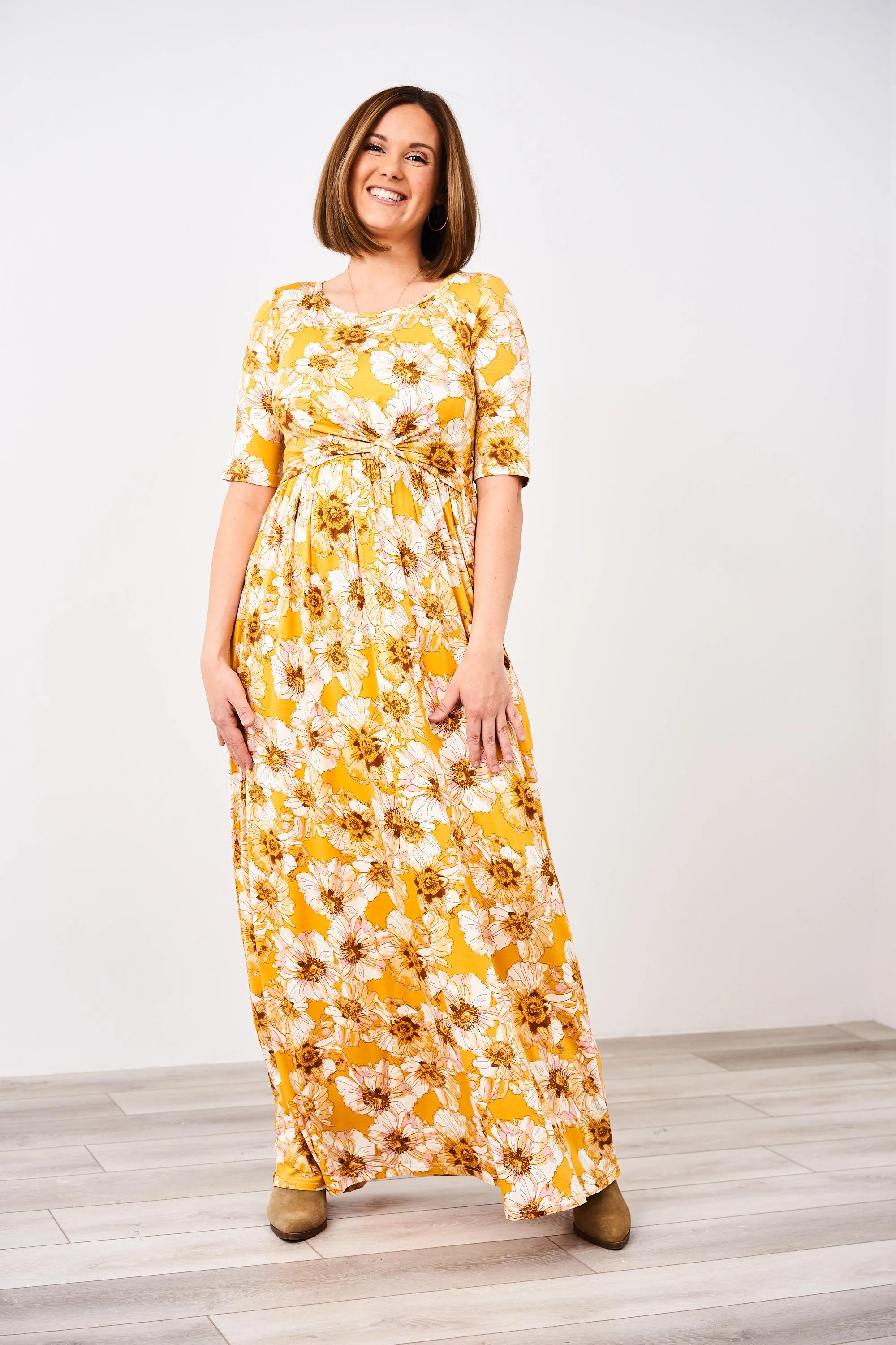 Latched Mama Front Knot Nursing Maxi Dress