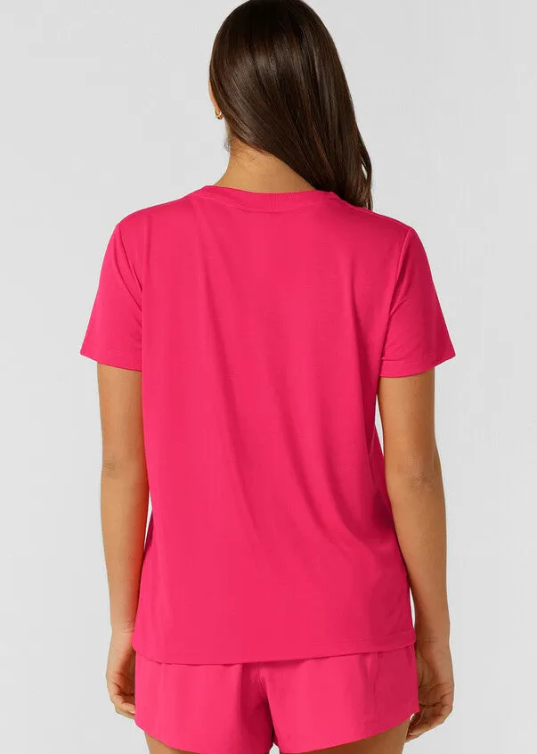 Lorna Jane Lotus T-Shirt - Neon Raspberry