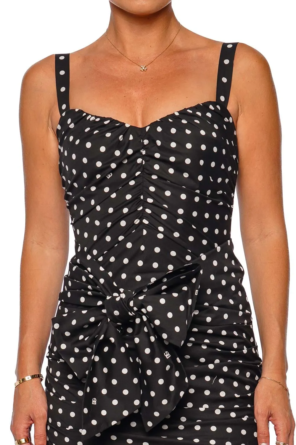 Mambo Italiano Polka Dot Bow Mini Dress