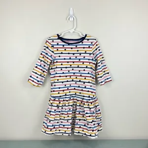 Mini Boden Polka Dot Rainbow Stripe Dress 6-7