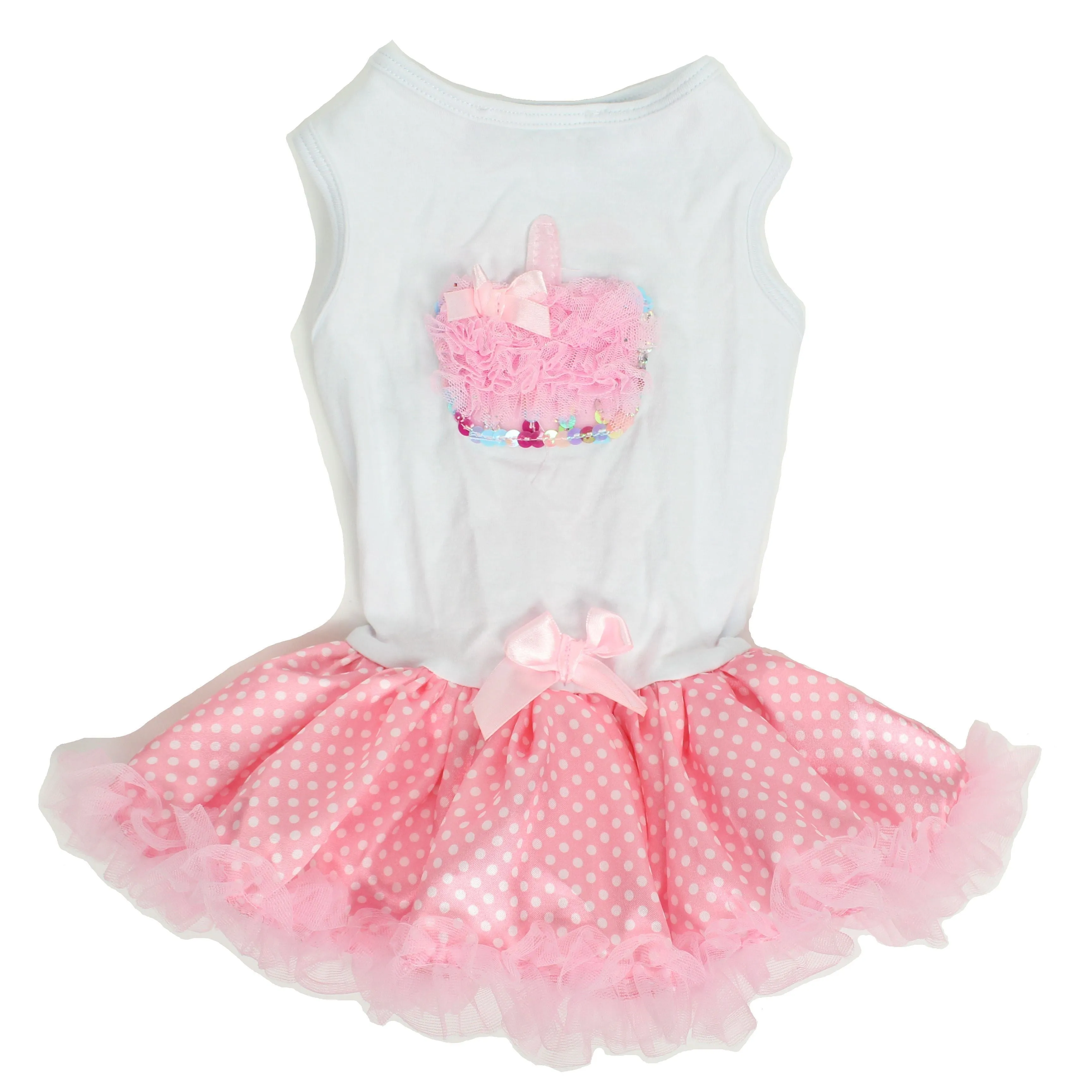 Pawpatu Pink and White Cupcake Birhday Party Dress for Pets