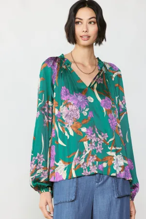 Pleated Floral Blouse