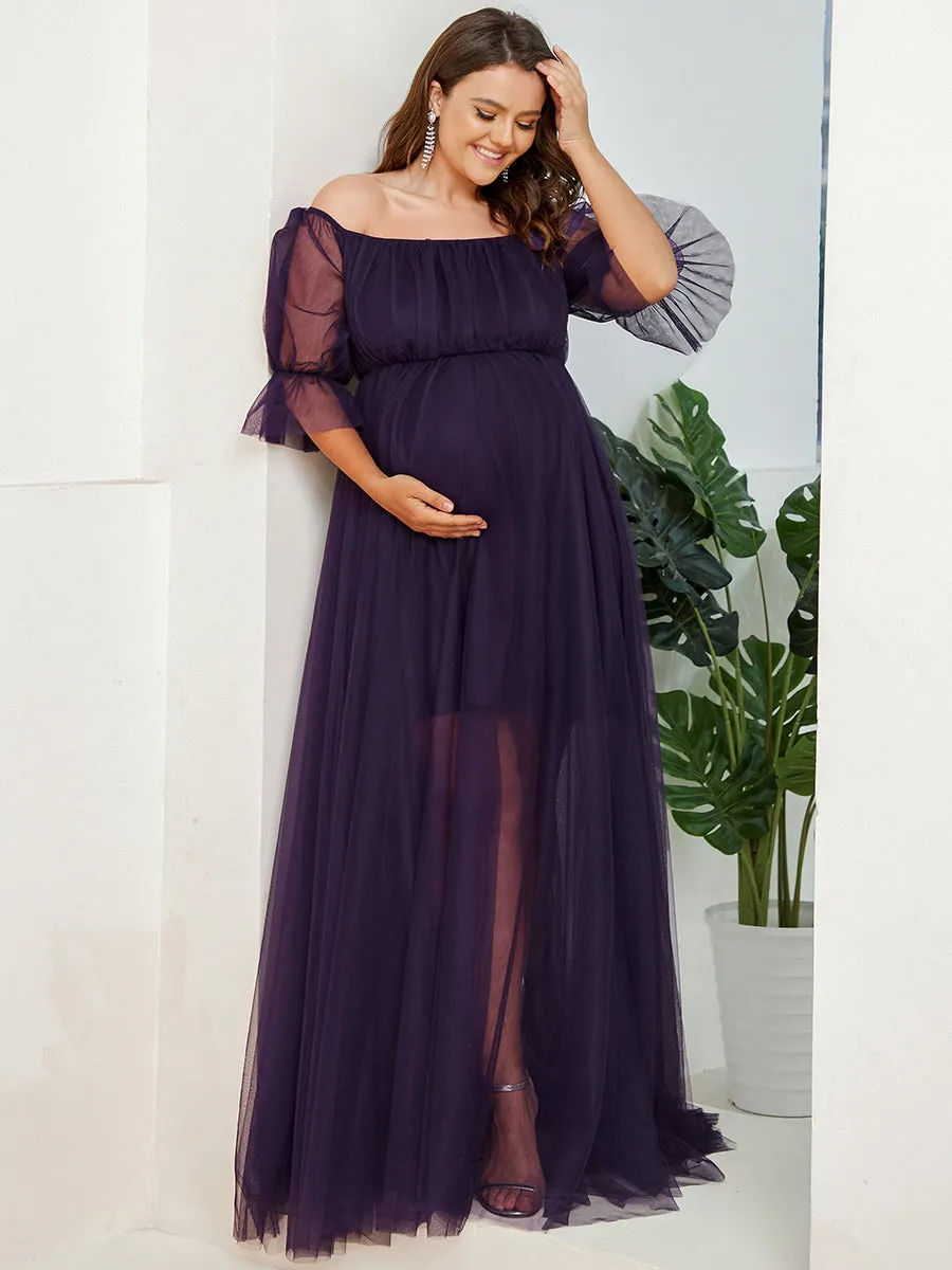 Plus Size A Line Short Puff Sleeves Wholesale Maternity Dresses