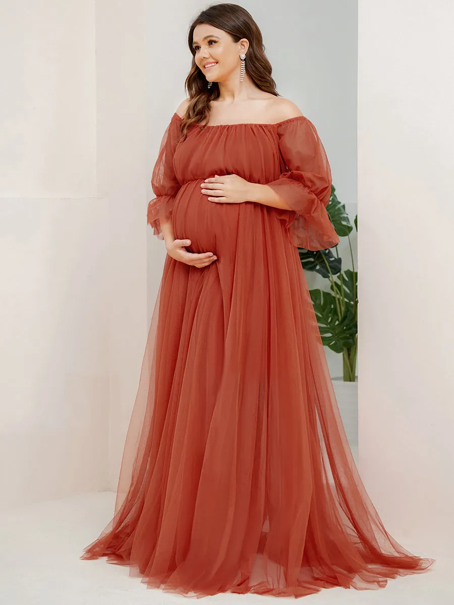 Plus Size A Line Short Puff Sleeves Wholesale Maternity Dresses