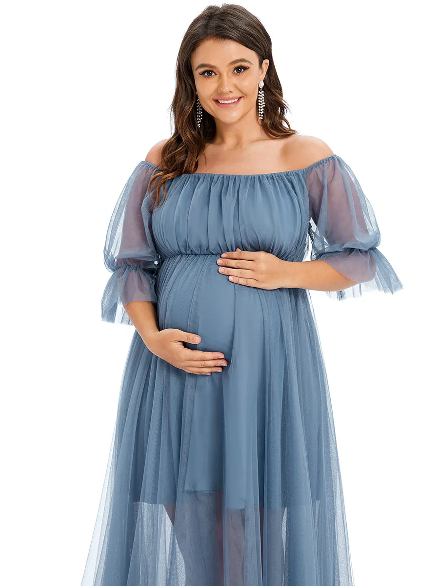 Plus Size A Line Short Puff Sleeves Wholesale Maternity Dresses