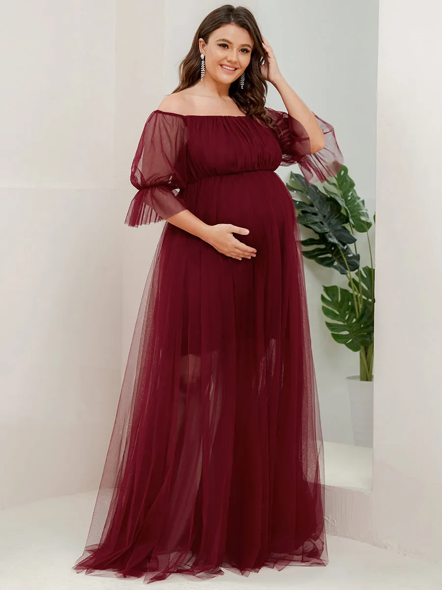 Plus Size A Line Short Puff Sleeves Wholesale Maternity Dresses