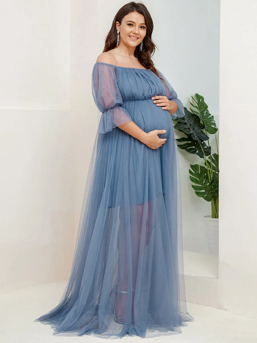 Plus Size A Line Short Puff Sleeves Wholesale Maternity Dresses