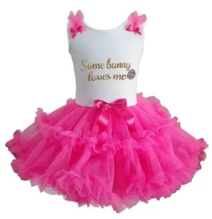 Popatu Baby Girl's & Little Girl's "Some Bunny Loves Me" Ruffle Dress