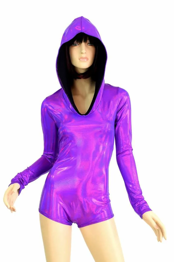 Purple Long Sleeve Hoodie Romper