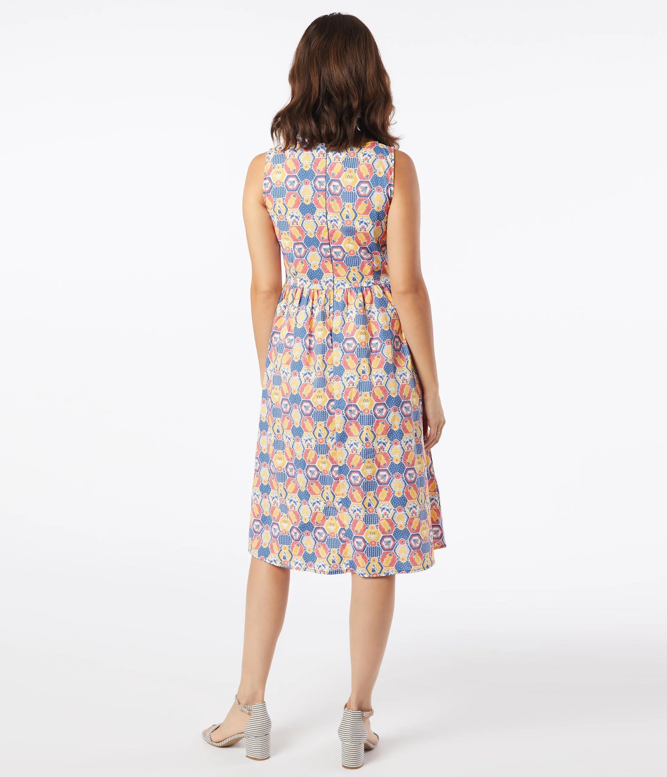 Retro Style Honey Bear & Bees Print Fit & Flare Dress