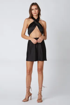 Satin Cut Out Mini Dress