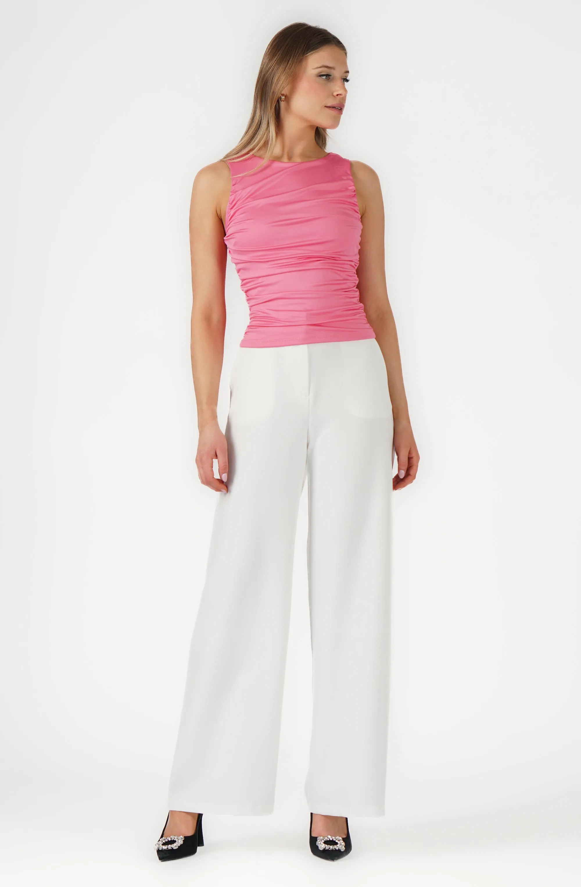 Sleeveless Top with Side Ruching