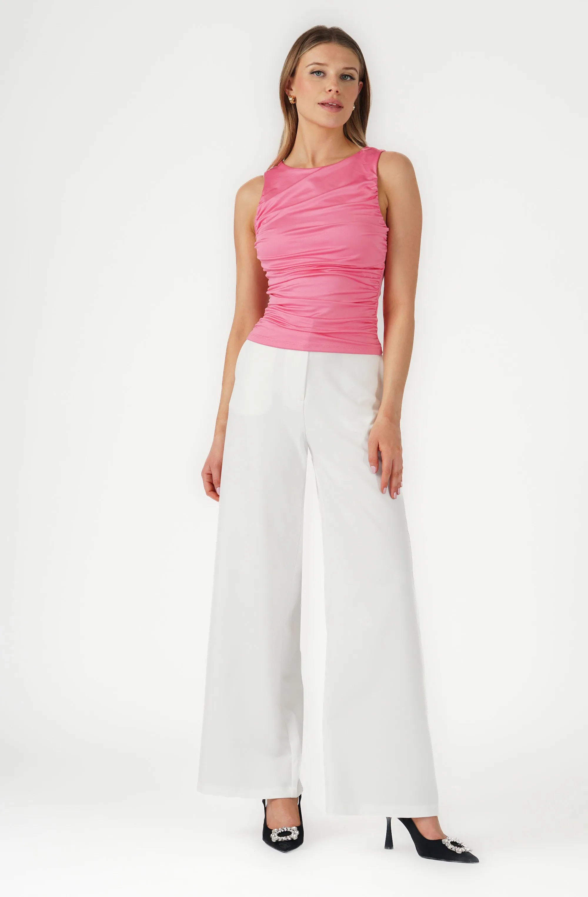 Sleeveless Top with Side Ruching