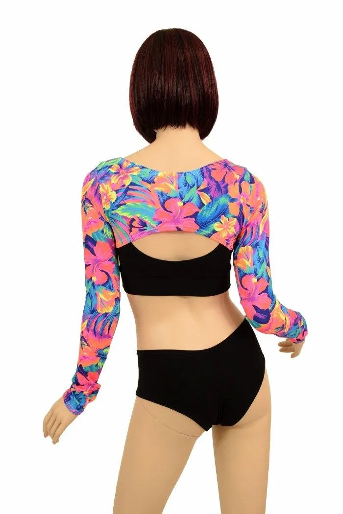 Tahitian Floral Bolero Dance Sleeves