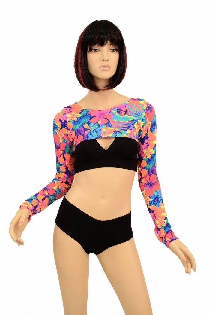 Tahitian Floral Bolero Dance Sleeves