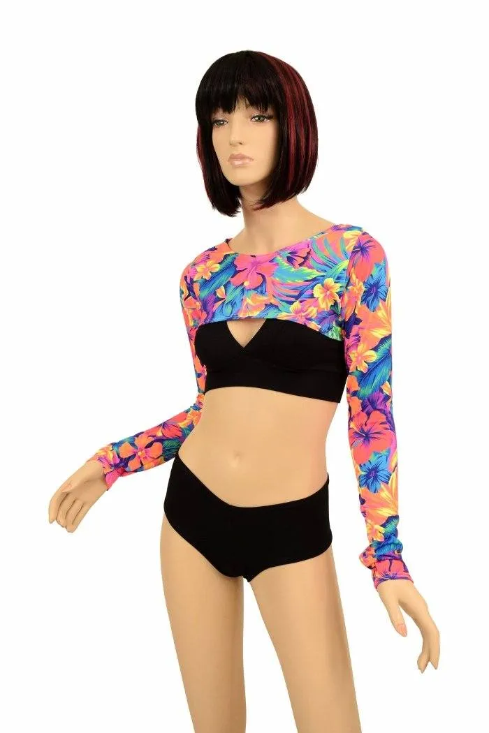 Tahitian Floral Bolero Dance Sleeves