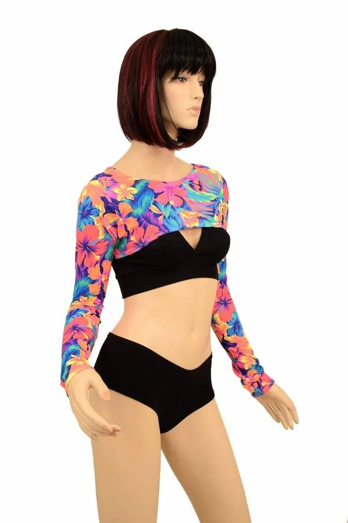 Tahitian Floral Bolero Dance Sleeves