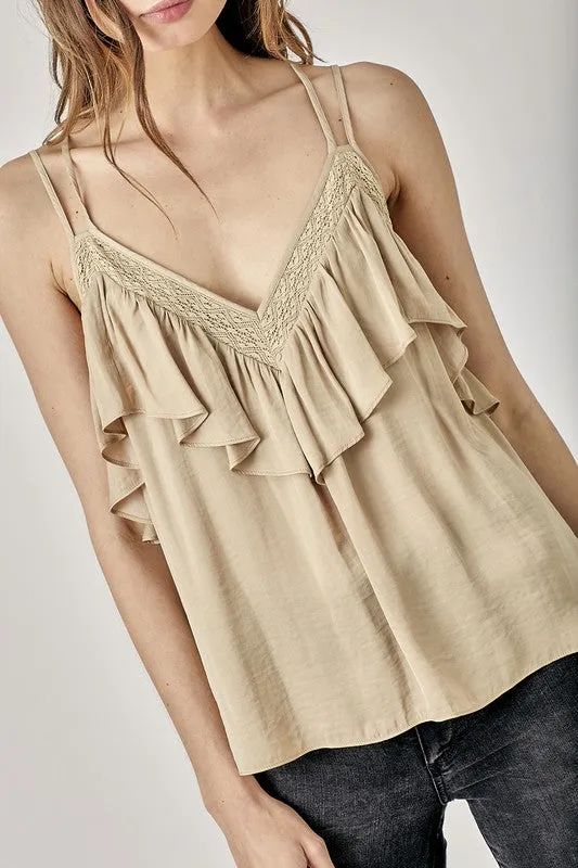 TEEK - Trim Detail with Ruffle Cami Top