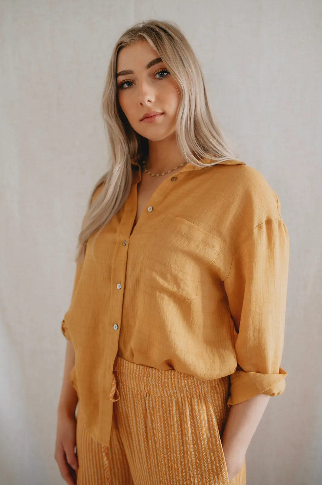 The Phoebe Textured Stripe Button Up Shirt