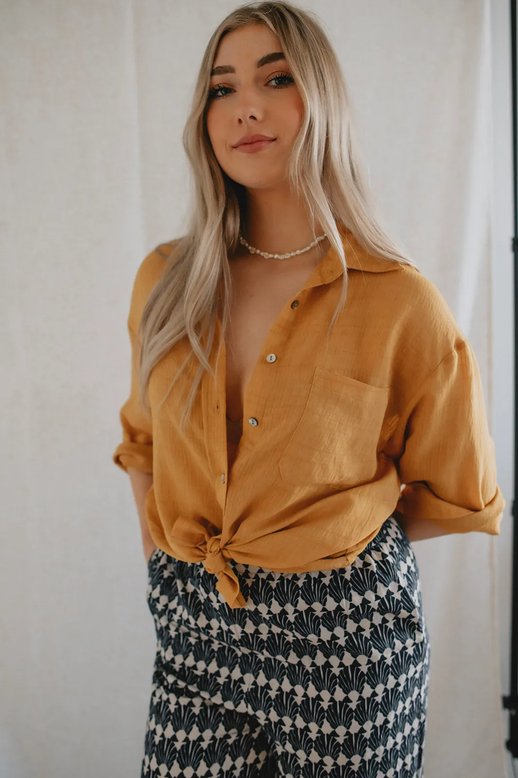 The Phoebe Textured Stripe Button Up Shirt