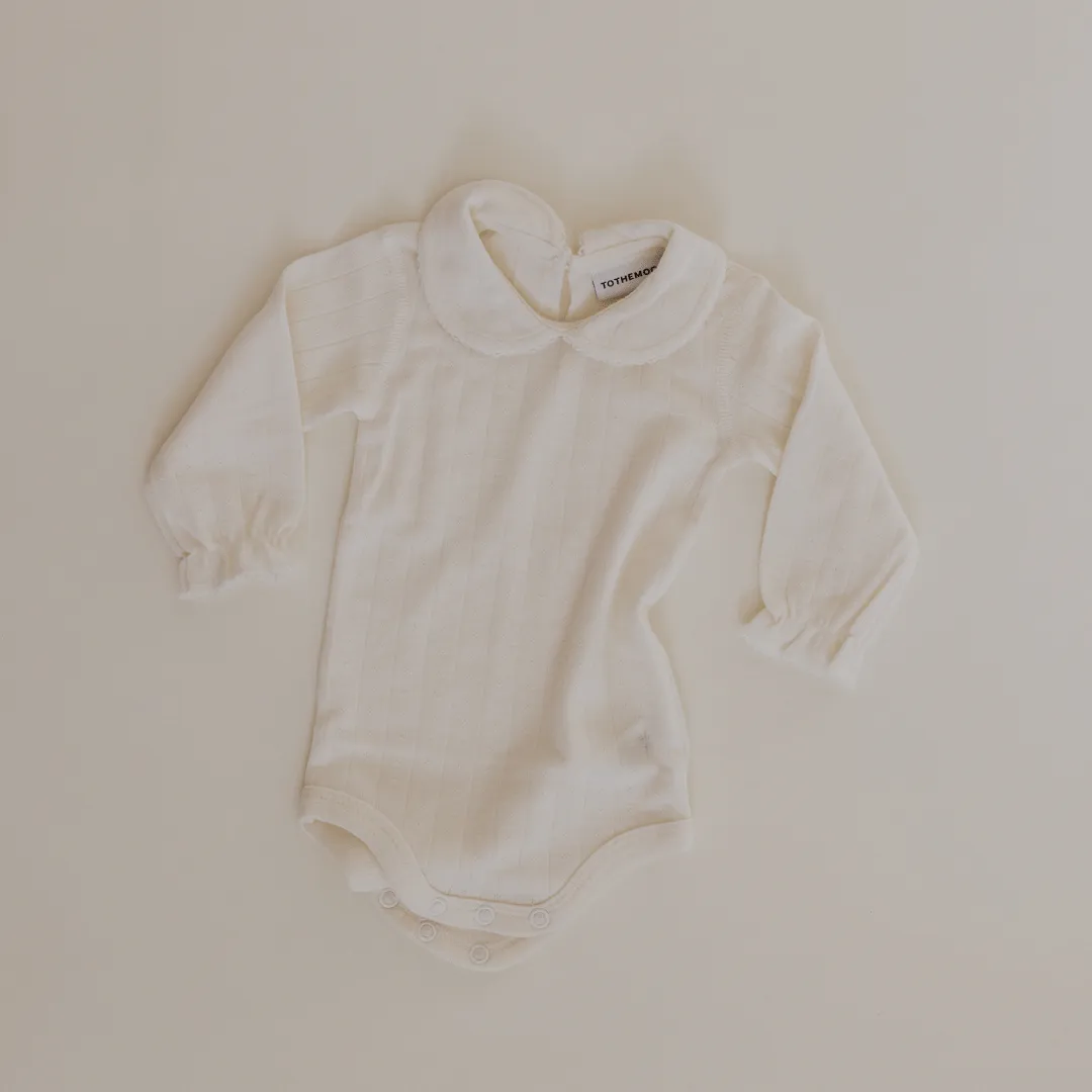 Tothemoon ☾ - Collar body - Long sleeve - Curled ends - Wool & Silk - Pointelle