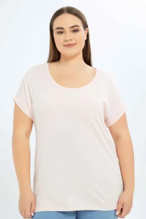 Women Pink drop shoulder T-Shirt